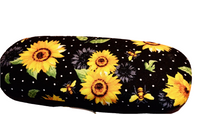 WOMAN'S HANDMADE HARD EYEGLASS CASE "GOLDEN SUNFLOWERS"/vision accessory/ eye care