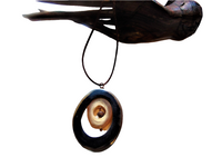 Pendant necklace expertly hand carved horn/silk string/fashion jewelry/bohemian/length 16"