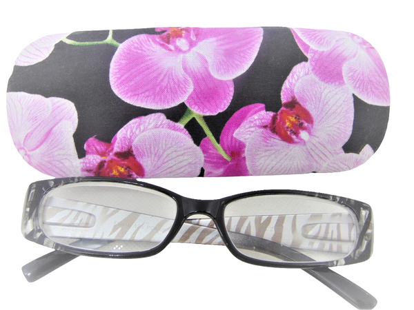 WOMAN'S HANDMADE HARD EYEGLASS CASE "PINK ORCHIDS"/ vision accessory/ high fashion