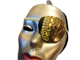 Woman's eye patch "ENTICEMENT"/handmade: metallic gold fabric, gemstones/ vision care/ONLY 1