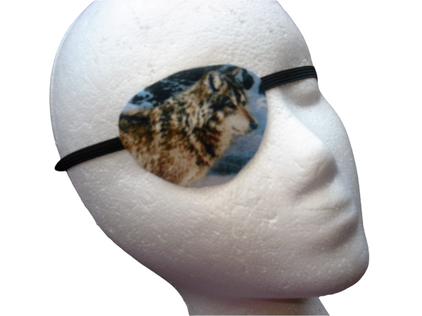 Man's eye patch, "EL LOBO" handmade with 100% cotton /WOLF THEME/cataract aid/eye health