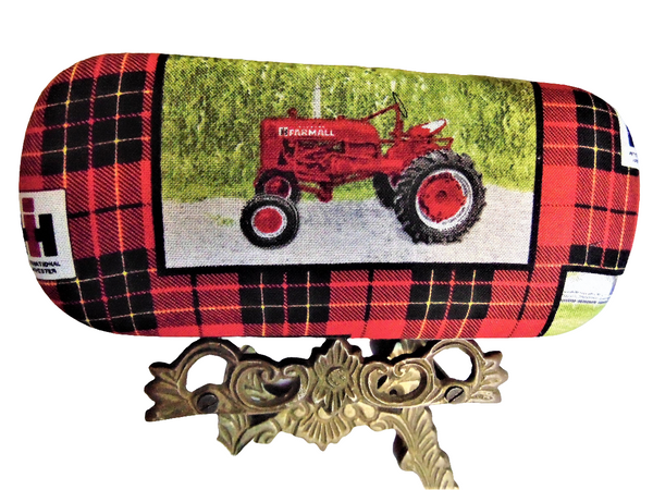 Men's handmade hard eyeglass case  TRACTOR  motif/ vision accessory/ accessory case/ farm theme