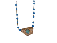 Bib necklace "ARABIAN NIGHTS"/ handcrafted: TURQUOISE, COPPER, LARAMAR/ ONLY 1