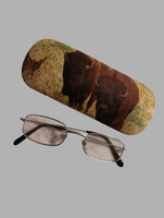 MAN'S HANDMADE HARD EYEGLASS CASE "BISONS"/ 2 STYLES/accessory case/buffalo them/artsy