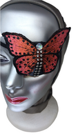 Woman's handmade fashion eye patch "FUSCHIA BUTTERFLY"/ adorned with rhinestones and gemstone/evening wear/eye care/ health & beauty/ONLY 1
