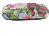 WOMAN'S HANDMADE HARD EYEGLASS CASE "BUTTERFLY & FLOWERS"/vision accessory, garden theme