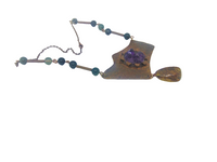 Woman's copper bib necklace "TROPICAL PASSION"/ handcrafted: AMBER,COPPER, AMETHYST/ONLY 1