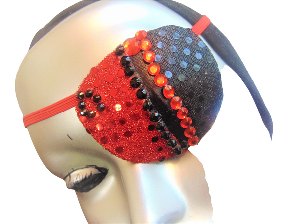 Woman's eye patch "ZANZIBAR"/ handmade: sequin and satin fabrics/ haute couture/ eye care/ONLY 1