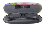 WOMAN'S HANDMADE HARD EYEGLASS CASE "BUTTERFLY & FLOWERS"/vision accessory, garden theme
