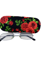 Woman's handmade hard eyeglass case "FRAGRANT ROSE- eye-catching design- high fashion- vision accessory