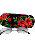 Woman's handmade hard eyeglass case "FRAGRANT ROSE- eye-catching design- high fashion- vision accessory