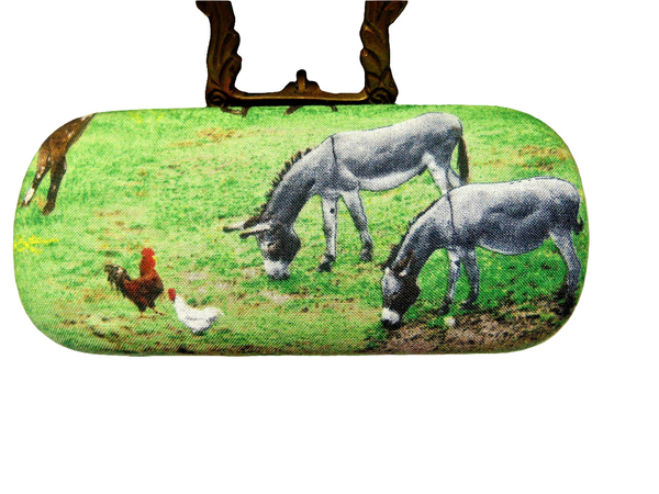 unisex handmade hard eyeglass case, "Grazing Donkeys"/vision accessory/health & beauty/ocular case