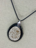Handmade radiolaria piedra de Bobo pendant necklace "DOMINICA"/ made with exotic substances/ eye-catching design/ ONLY 1