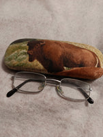 MAN'S HANDMADE HARD EYEGLASS CASE "BISONS"/ 2 STYLES/accessory case/buffalo them/artsy
