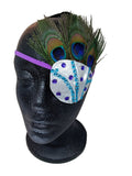 Woman's handmade  fashion eye patch with peacock feather COPACABANA" eye patch ladies eye patch fancy eye patch design eye patch style