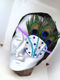 Woman's handmade  fashion eye patch with peacock feather COPACABANA" eye patch ladies eye patch fancy eye patch design eye patch style