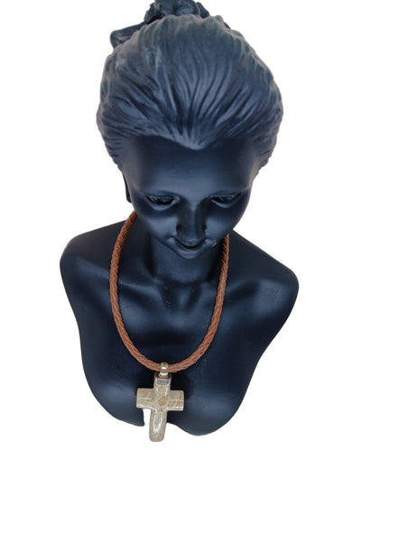 Unisex pendant  piedra de Bobo necklaces, "SACRED CROSS"/  expertly handmade/ hand carved 1/2" thick stone/elaborate work