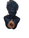 Woman's pendant necklace "SHALIMAR"/ handcrafted; copper, amber/designer styling/ ONLY 1