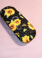 WOMAN'S HANDMADE HARD EYEGLASS CASE "GOLDEN SUNFLOWERS"/vision accessory/ eye care