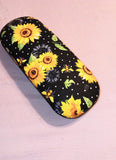 WOMAN'S HANDMADE HARD EYEGLASS CASE "GOLDEN SUNFLOWERS"/vision accessory/ eye care