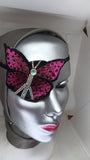 Woman's handmade fashion eye patch "FUSCHIA BUTTERFLY"/ adorned with rhinestones and gemstone/evening wear/eye care/ health & beauty/ONLY 1