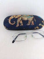 MAN'S HARD HANDMANDE EYEGLASS CASE "ELEPHANT FAMILY"/accessory case/dynamic design/quality made