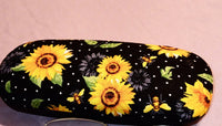 WOMAN'S HANDMADE HARD EYEGLASS CASE "GOLDEN SUNFLOWERS"/vision accessory/ eye care