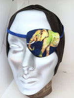 Unisex eye patch "CHARGING ELEPHANT"/ handmade eye patch/fashion eye patch/ fancy eye patch/ medical eye patch/ adult eye patch