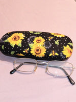 WOMAN'S HANDMADE HARD EYEGLASS CASE "GOLDEN SUNFLOWERS"/vision accessory/ eye care