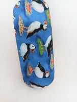 Unisex handmade eyeglass case "THE PUFFINS" hard, sturdy case/ accessory case/ bag or purse item/ vision accessory/ terrific design