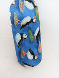 Unisex handmade eyeglass case "THE PUFFINS" hard, sturdy case/ accessory case/ bag or purse item/ vision accessory/ terrific design