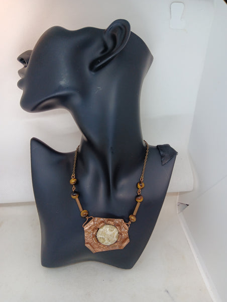 Woman's handcrafted pendant necklace"TSARINA  ANASTASIA"/copper, tiger's eye/ ONLY 1