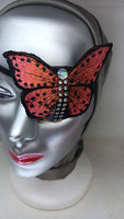 Woman's handmade fashion eye patch "FUSCHIA BUTTERFLY"/ adorned with rhinestones and gemstone/evening wear/eye care/ health & beauty/ONLY 1
