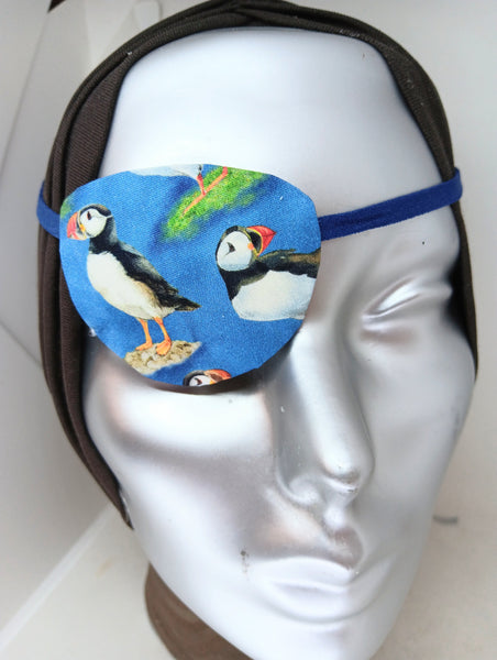Adult unisex puffin eye patch handmade with 100% cotton. Fashion eye patch health care/vision care/eye care/eye treatments fancy eye patch