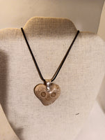 Women's pendant necklace "SYMBOL of LOVE"/heart-shaped/ hand-carved from Radiolaria stone/piedra de Bobo exquisite accessory/ ONLY 1