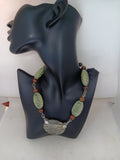 Woman's necklace/radiolaria pendant/chain: wood beads, cucaracha de mar, horn/ONLY 1/