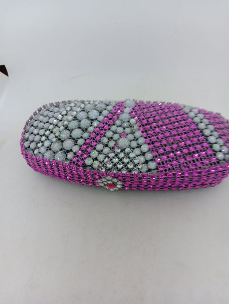 hard eyeglass case "SCANDALOUS"/Paris style design/handmade: rhinestones, gemstones, tulle/ONLY 1