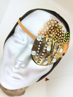Handmade eye patches "RISING ZENITH"/ / eye care/ health & beauty/ fashion accessory/ evening wear Seguin and charmeuse and feather