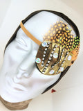 Handmade eye patches "RISING ZENITH"/ / eye care/ health & beauty/ fashion accessory/ evening wear Seguin and charmeuse and feather
