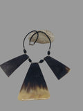 Woman's reversible bib necklace with horn/ ONE OF A KIND item