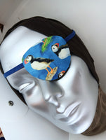 Adult unisex puffin eye patch handmade with 100% cotton. Fashion eye patch health care/vision care/eye care/eye treatments fancy eye patch