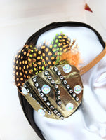 Handmade eye patches "RISING ZENITH"/ / eye care/ health & beauty/ fashion accessory/ evening wear Seguin and charmeuse and feather