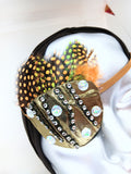 Handmade eye patches "RISING ZENITH"/ / eye care/ health & beauty/ fashion accessory/ evening wear Seguin and charmeuse and feather