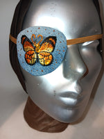 Unisex HANDMADE EYE PATCH denim "GARDEN BUTTERFLY"/ eye care/ cataract aid/ health & beauty/ 2 STYLES