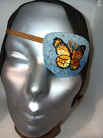 Unisex HANDMADE EYE PATCH denim "GARDEN BUTTERFLY"/ eye care/ cataract aid/ health & beauty/ 2 STYLES