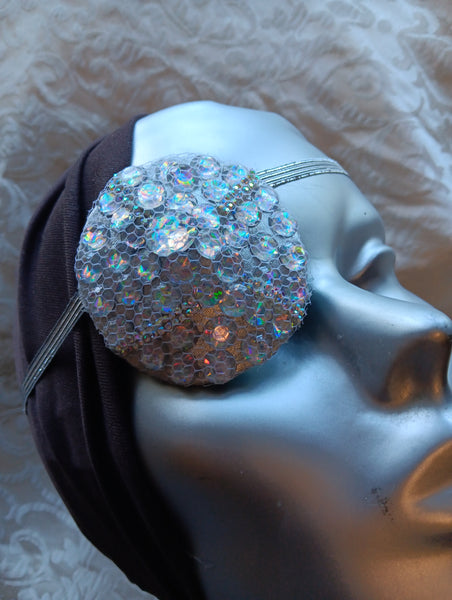 Woman's eye patch "SPARKLING SIRIUS"/ handmade: iridescent gemstones,  tulle fabric/ haute couture/ health & beauty/ vision care-
