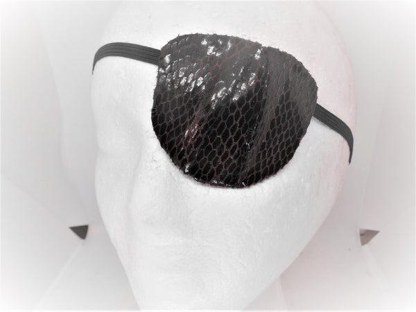 UNISEX HANDMADE EYE PATCH "BLACK MAMBA"/2 STYLES/faux snake skin/vision accessory