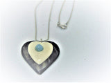 Women's pendant heart necklace"L'AMOUR"/ handmade: larimar stone, bone, horn/antique style/ONLY 1