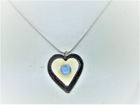 Women's pendant heart necklace"L'AMOUR"/ handmade: larimar stone, bone, horn/antique style/ONLY 1