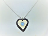 Women's pendant heart necklace"L'AMOUR"/ handmade: larimar stone, bone, horn/antique style/ONLY 1